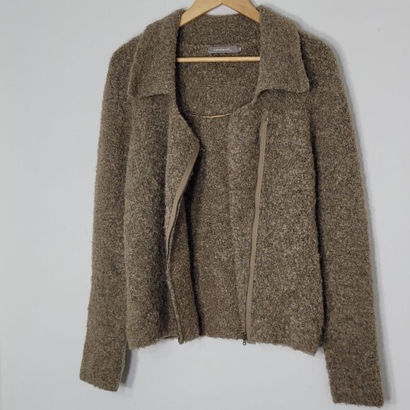 Sandwich Brown Tan Wool Blend Blazer Jacket Casual Long Sleeve Collared Zip-Up - Picture 5 of 13